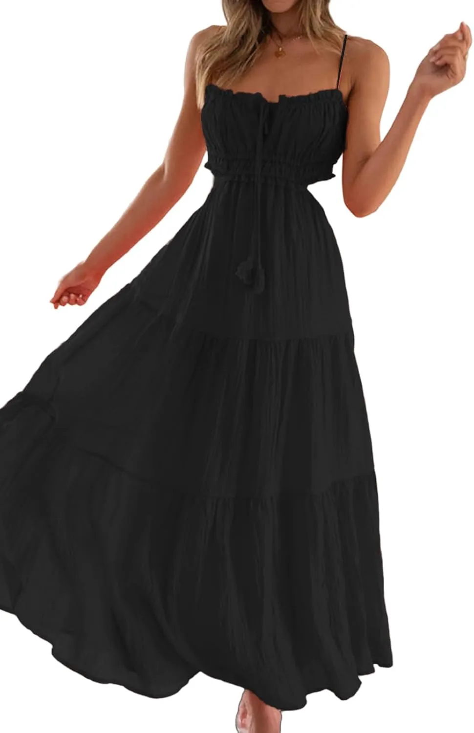 Women Sexy Spaghetti Strap Low Cut Dress Y2k Bodycon Long Dress Sleeveless Backless Maxi Dresses Going Out Party Clubwear
