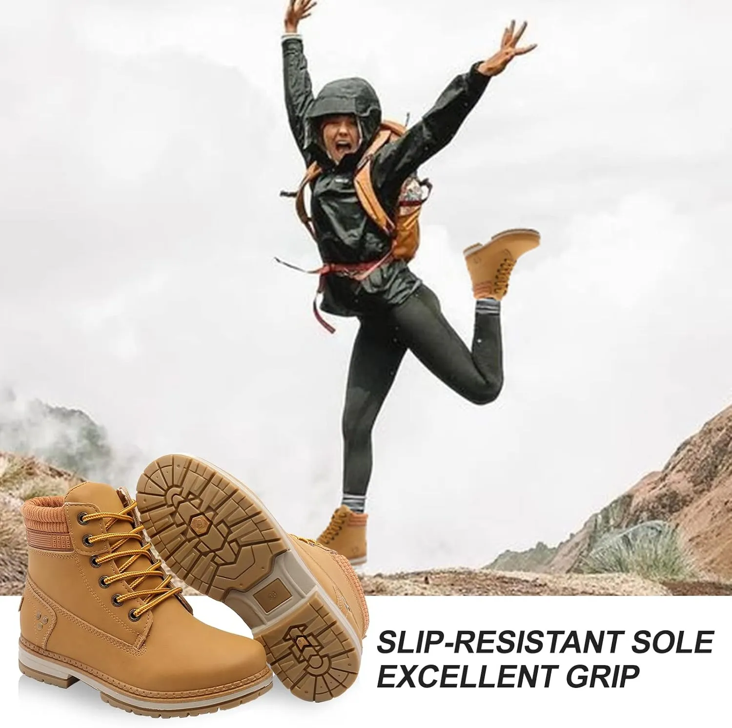 Women Winter Work Boots - Waterproof Hiking Outdoor Lightweight Construction Composite Comfortable Fur