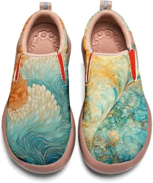 Women's Art Painted Travel Shoes Classical Floral Pattern Slip On Loafers Leather Lightweight Comfort Sneakers