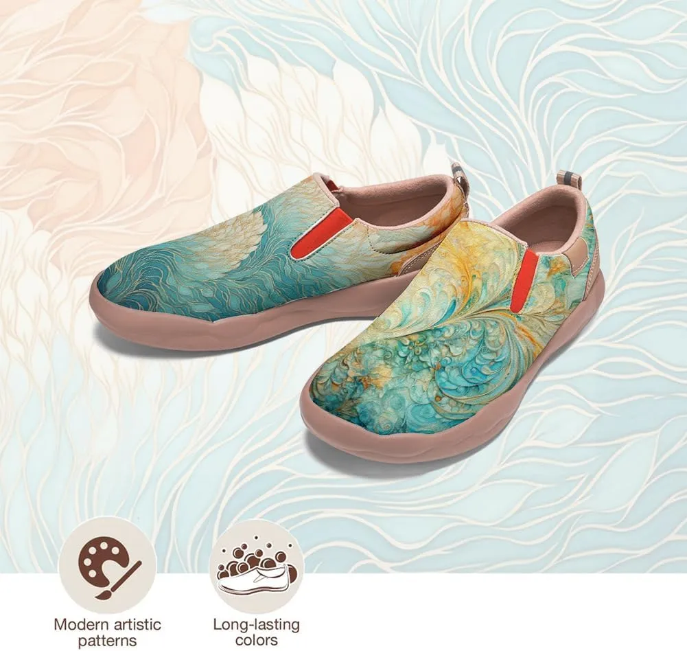 Women's Art Painted Travel Shoes Classical Floral Pattern Slip On Loafers Leather Lightweight Comfort Sneakers