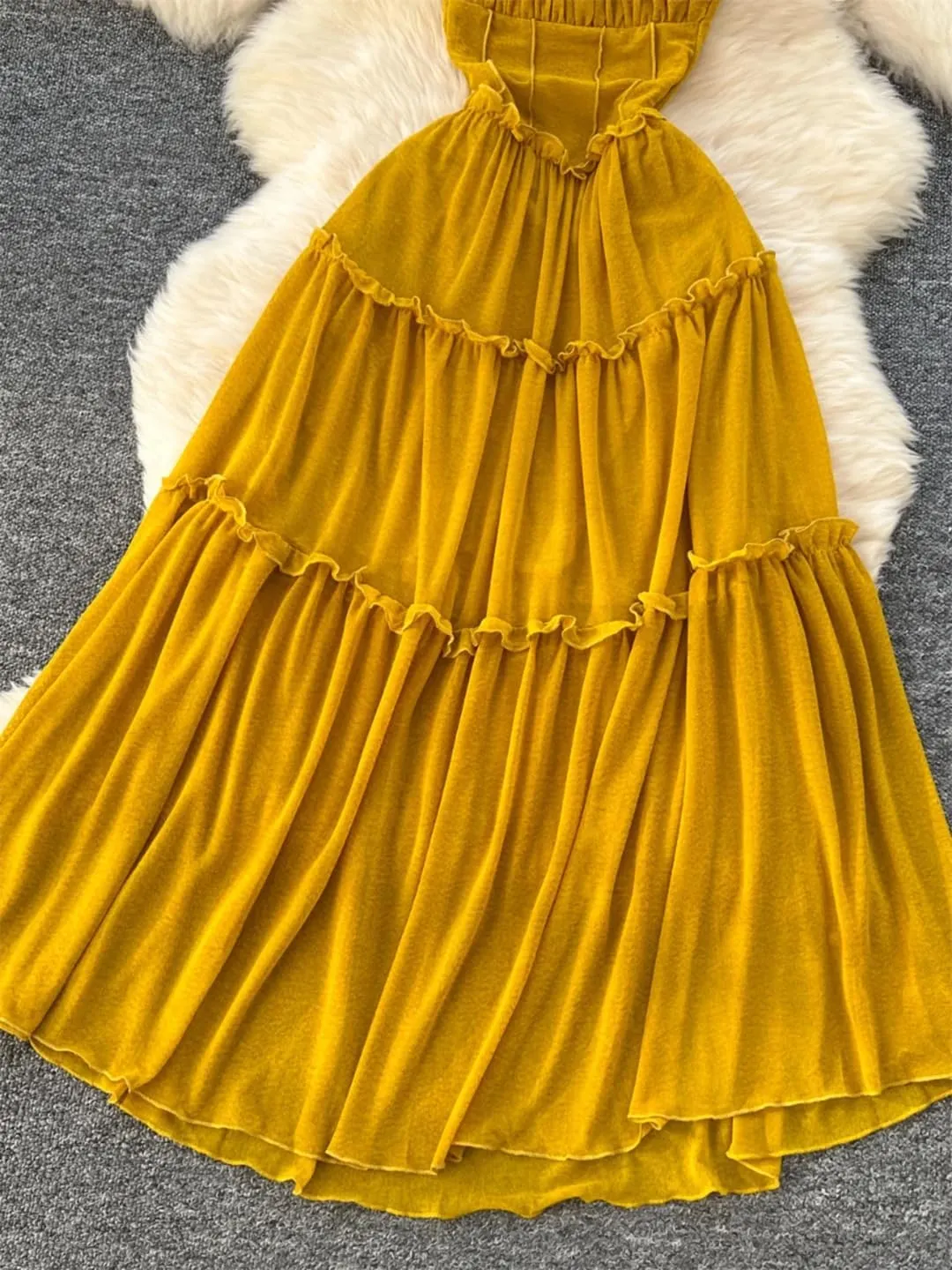 Womens Backless Holiday Beach Long Dress Sleevless Spaghetti Strap Pleated Party Dresses