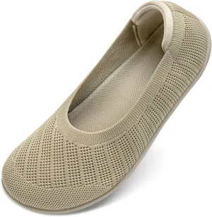 Women's Ballet Flats Wide Toe Box Barefoot Dress Shoes Knit Flat Comfortable Casual Walking Shoe Minimalist Zero Drop Slip On