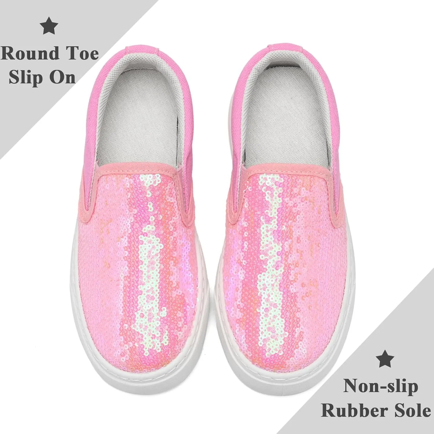 Women's Canvas Slip On Shoes Glitter Sequin Sneakers Sparkly Flat Loafers Casual Comfortable Tennis Shoes for Women