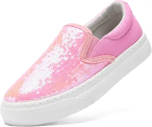 Women's Canvas Slip On Shoes Glitter Sequin Sneakers Sparkly Flat Loafers Casual Comfortable Tennis Shoes for Women