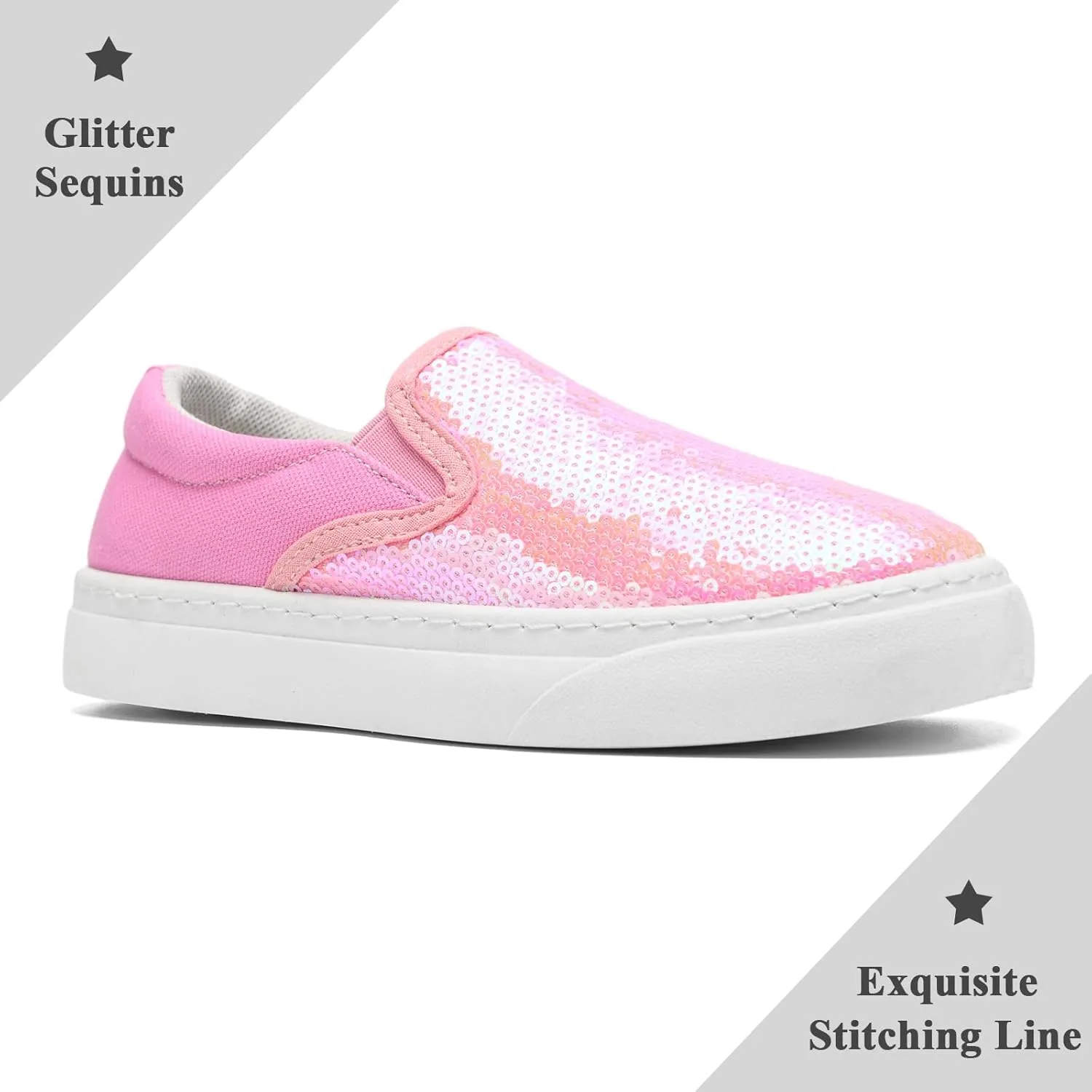Women's Canvas Slip On Shoes Glitter Sequin Sneakers Sparkly Flat Loafers Casual Comfortable Tennis Shoes for Women