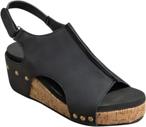 Women's Cork Wedge Slingback Sandals Hook and Loop Solid Summer Shoe Open Toe Platform Sandal Casual Gothic High Heel