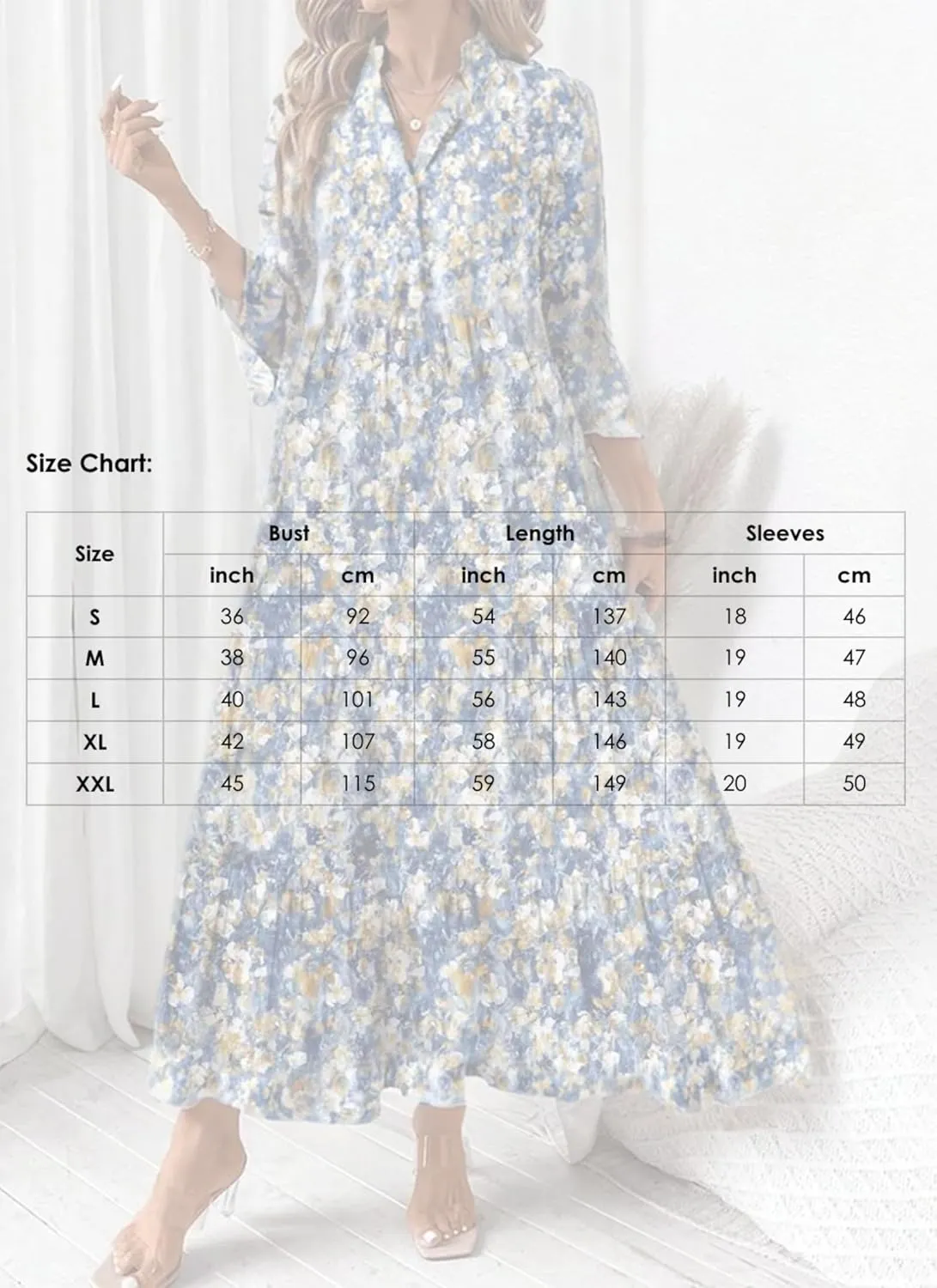 Women’s Dresses Breezy Floral Print Sundress V-Neck A-line Ruffle Sleeve Romantic Maxi Dress