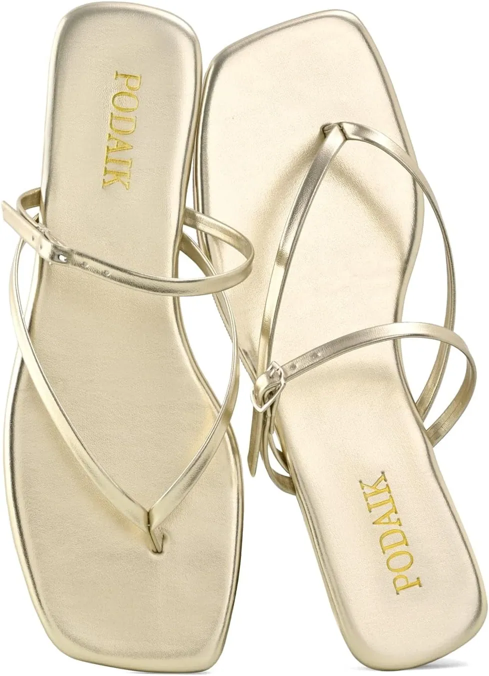 Women's Flip Flops Flat Sandals for Women Summer Beach Thong Fashion Square Toe Slip On Slides