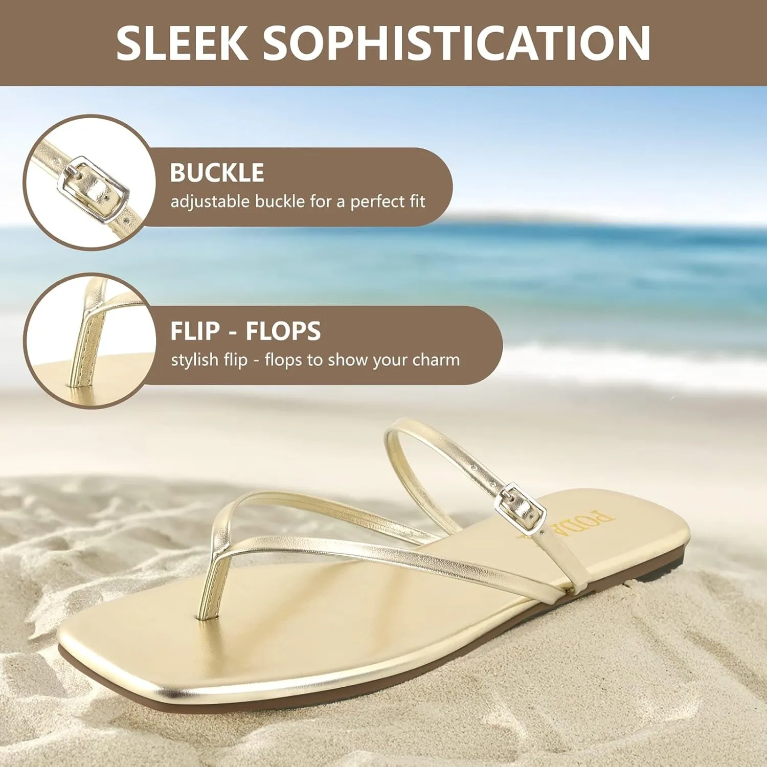 Women's Flip Flops Flat Sandals for Women Summer Beach Thong Fashion Square Toe Slip On Slides