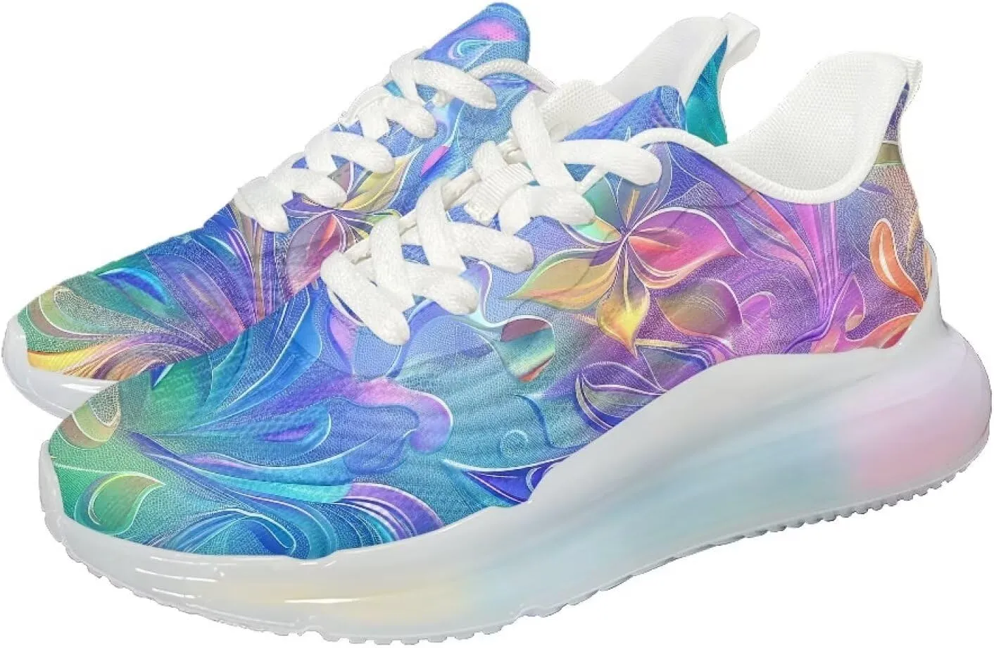 Women's Flower Sneakers Cozy Breathable Lightweight Non-Slip Air Cushion Outdoor Running Shoes for Women US 6-11