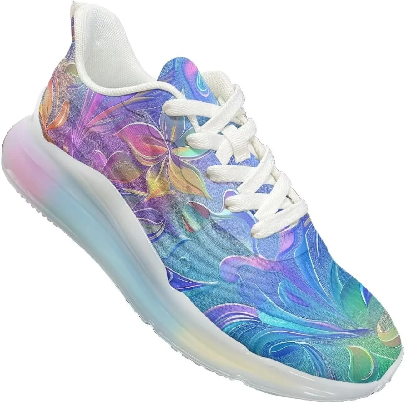 Women's Flower Sneakers Cozy Breathable Lightweight Non-Slip Air Cushion Outdoor Running Shoes for Women US 6-11