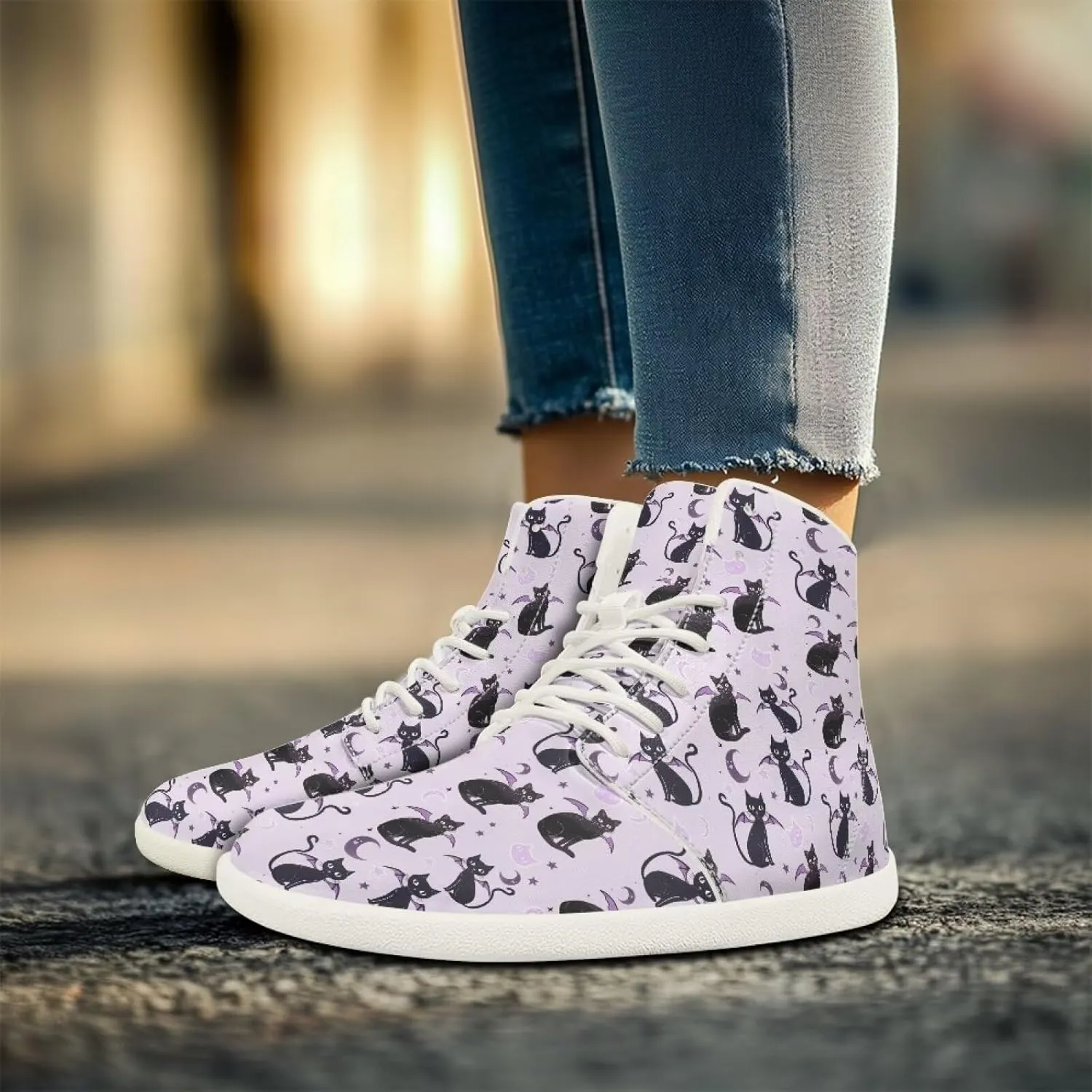 Womens High Top Barefoot Shoes Wide Toe Box Fashion Sneakers Comfortable Casual Walking Shoes Lightweight PU Leather Dress Shoes SizeUS 6-13.5