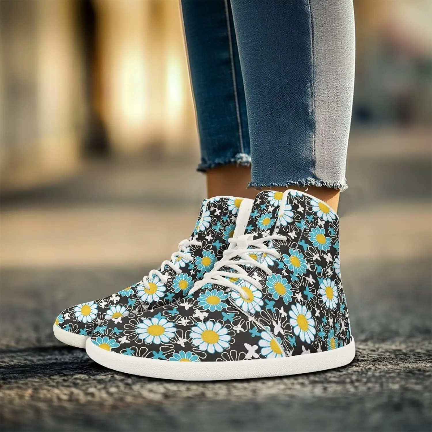 Womens High Top Barefoot Shoes Wide Toe Box Fashion Sneakers Comfortable Casual Walking Shoes Lightweight PU Leather Dress Shoes SizeUS 6-13.5
