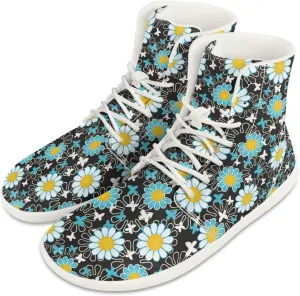 Womens High Top Barefoot Shoes Wide Toe Box Fashion Sneakers Comfortable Casual Walking Shoes Lightweight PU Leather Dress Shoes SizeUS 6-13.5
