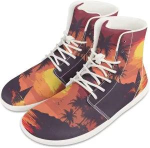 Womens High Top Barefoot Shoes Wide Toe Box Fashion Sneakers Comfortable Casual Walking Shoes Lightweight PU Leather Dress Shoes SizeUS 6-13.5