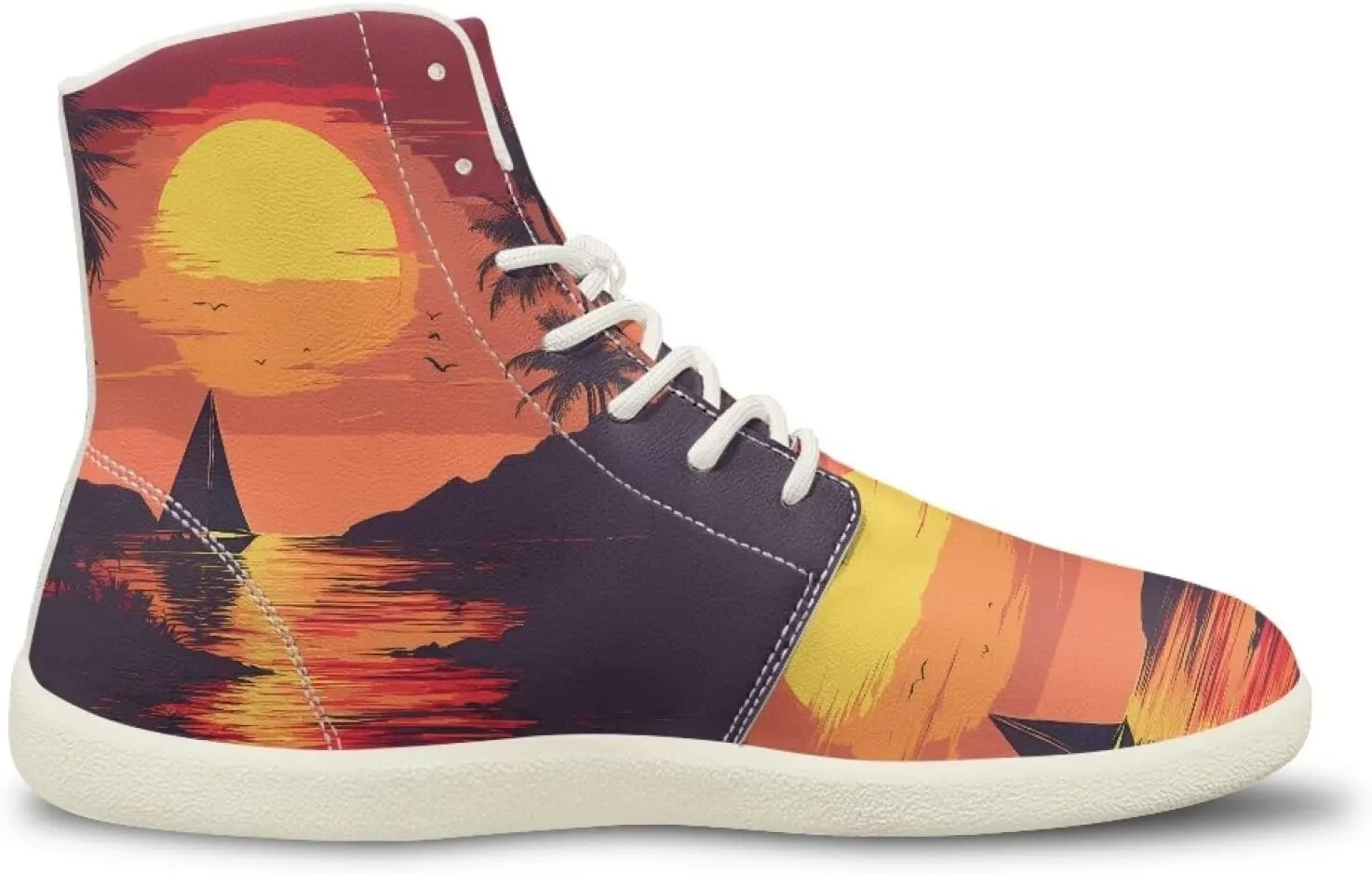 Womens High Top Barefoot Shoes Wide Toe Box Fashion Sneakers Comfortable Casual Walking Shoes Lightweight PU Leather Dress Shoes SizeUS 6-13.5