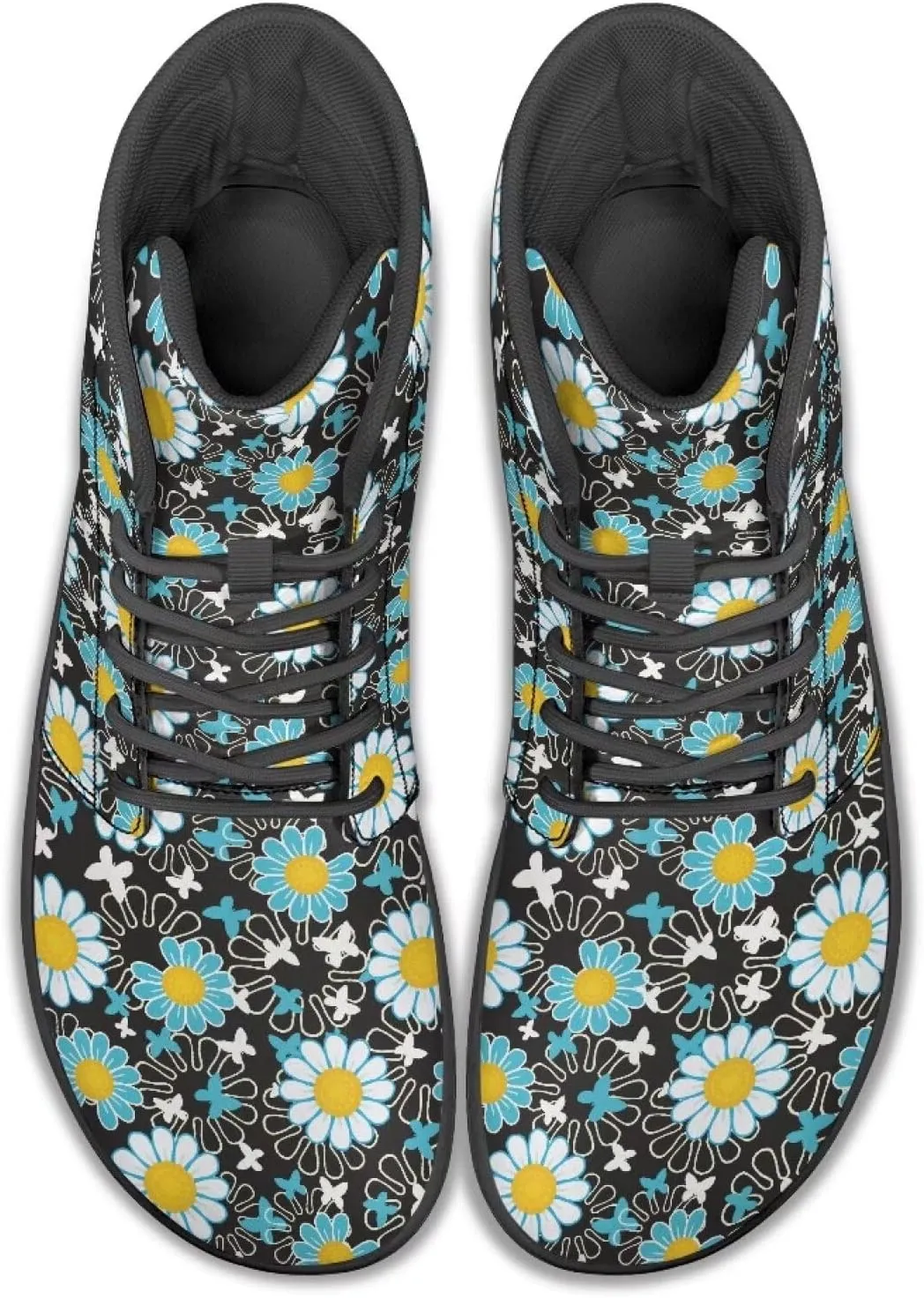 Women's High Top PU Leather Barefoot Shoes Wide Toe Box Fashion Sneakers Comfortable Casual Walking Shoes Lightweight Dress Shoes SizeUS 6-13.5