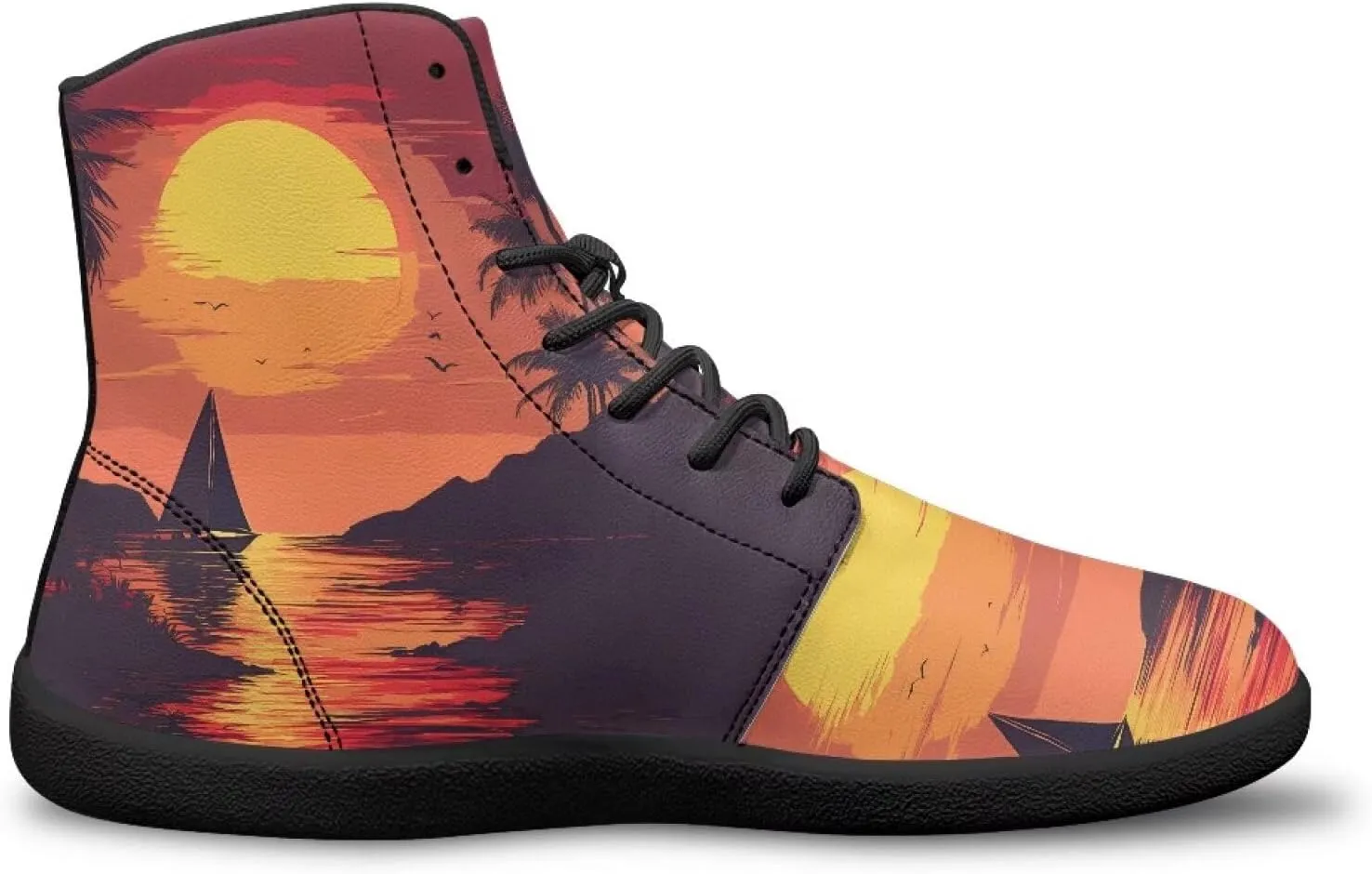 Women's High Top PU Leather Barefoot Shoes Wide Toe Box Fashion Sneakers Comfortable Casual Walking Shoes Lightweight Dress Shoes SizeUS 6-13.5