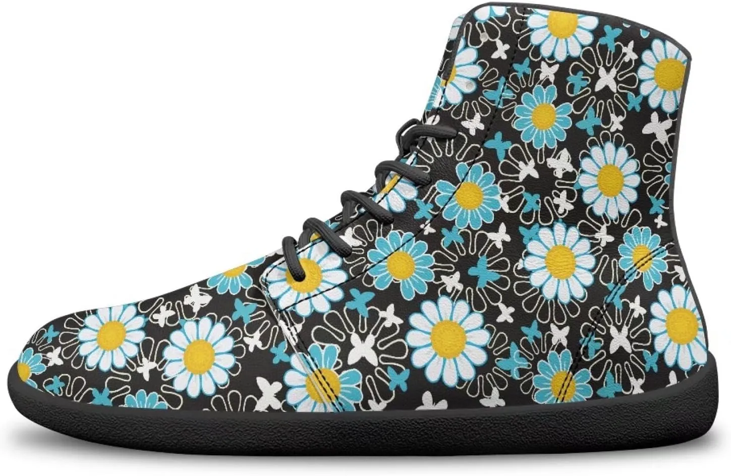 Women's High Top PU Leather Barefoot Shoes Wide Toe Box Fashion Sneakers Comfortable Casual Walking Shoes Lightweight Dress Shoes SizeUS 6-13.5