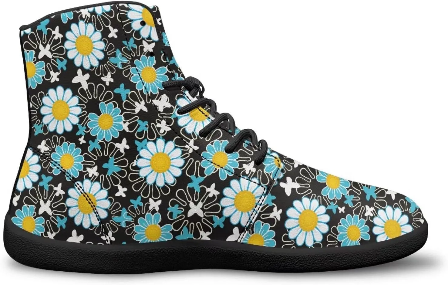 Women's High Top PU Leather Barefoot Shoes Wide Toe Box Fashion Sneakers Comfortable Casual Walking Shoes Lightweight Dress Shoes SizeUS 6-13.5
