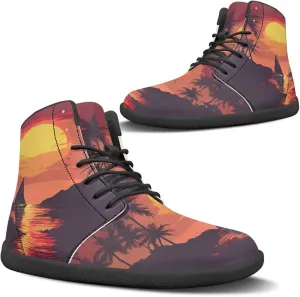 Women's High Top PU Leather Barefoot Shoes Wide Toe Box Fashion Sneakers Comfortable Casual Walking Shoes Lightweight Dress Shoes SizeUS 6-13.5