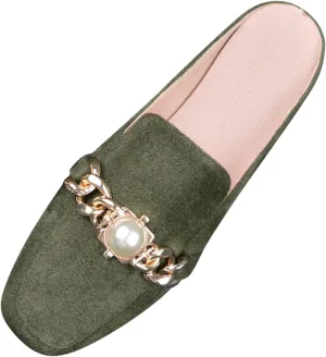 Women's Lazy Square Head Heel Less Cover Toe Flat Half Slippers High Top Casual Shoes for Women