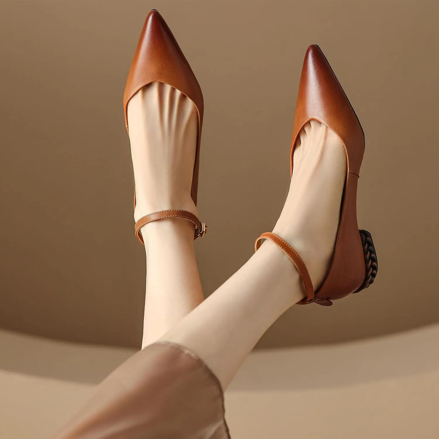 Women's Leather Handmade lace-up Shoes,Pointed Toe Formal Flats,Handmade Loafers,Low Heeled Pumps