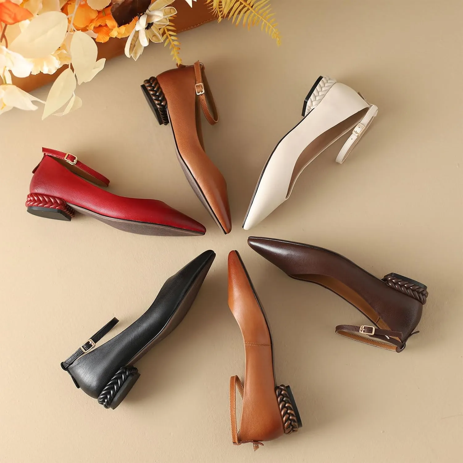 Women's Leather Handmade lace-up Shoes,Pointed Toe Formal Flats,Handmade Loafers,Low Heeled Pumps