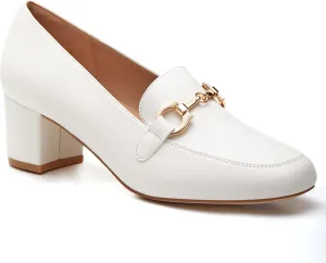 Women's Low Block Heel Pumps Slip On Chain Chunky Heel Closed Square Toe Comfortable Patent Leather Loafers Casual Dressy Business Office Work Shoes
