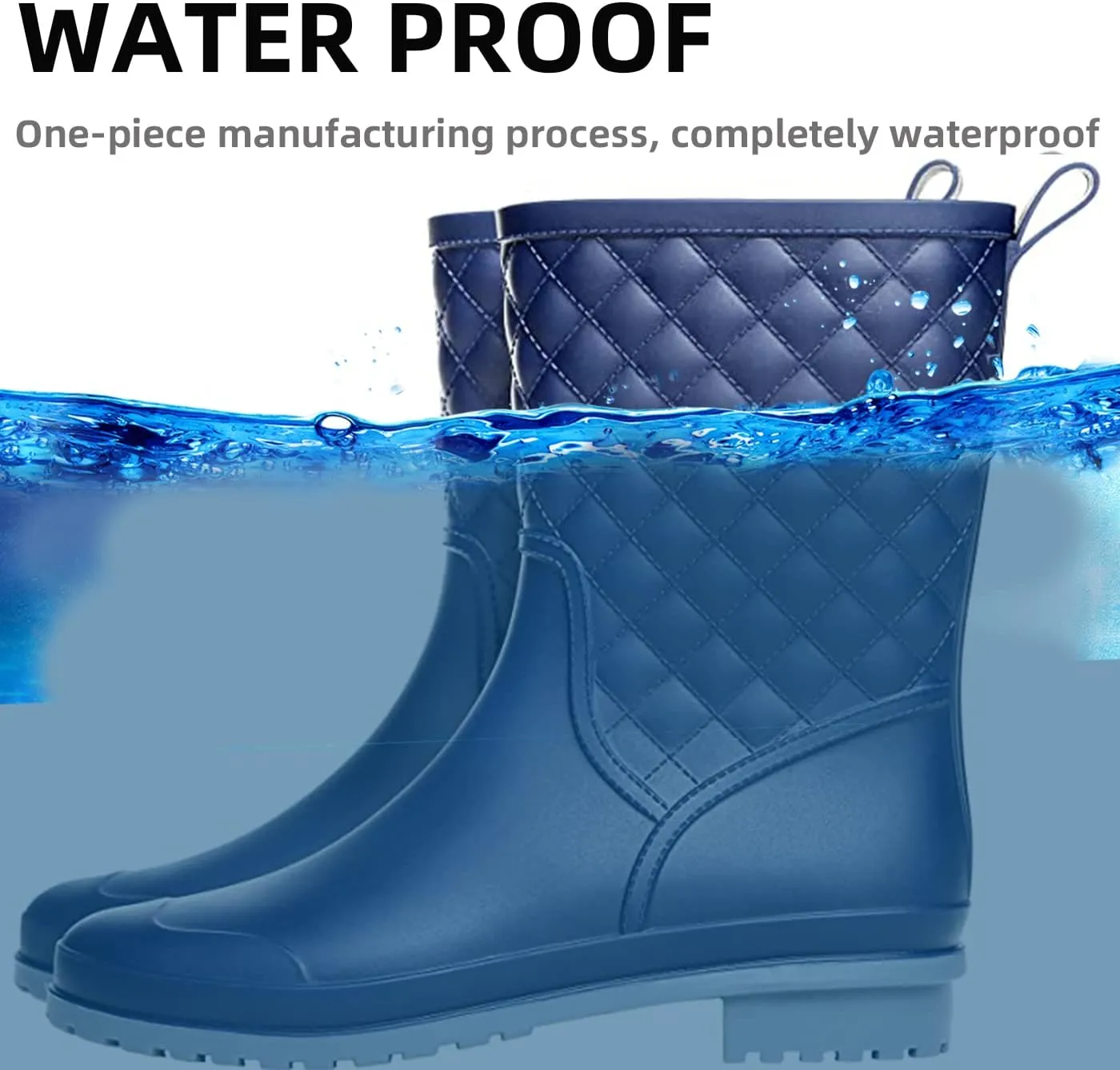 Women's Mid Calf Rain Boots Waterproof Rubber Booties Garden Shoes Outdoor Work