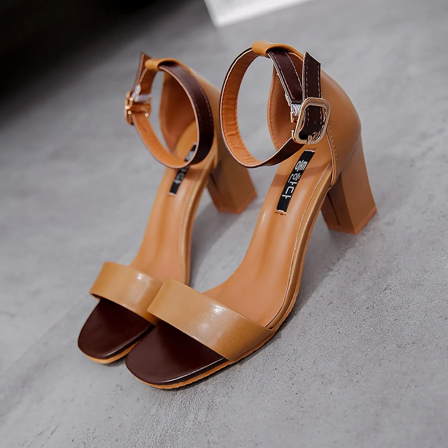 Women's Open Toe Ankle Strap Block Chunky Low Heeled Sandal Comfortable Office Pump Shoes