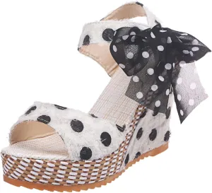 Women's Platform Sandals Wedge Open Toe Ankle Strap Lace Wedding Bridesmaid Shoes Low Heel Close Toe Dressy Wide Width