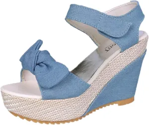 Women's Platform Sandals Wedge Open Toe Ankle Strap Lace Wedding Bridesmaid Shoes Low Heel Close Toe Rhinestone Dressy Casual
