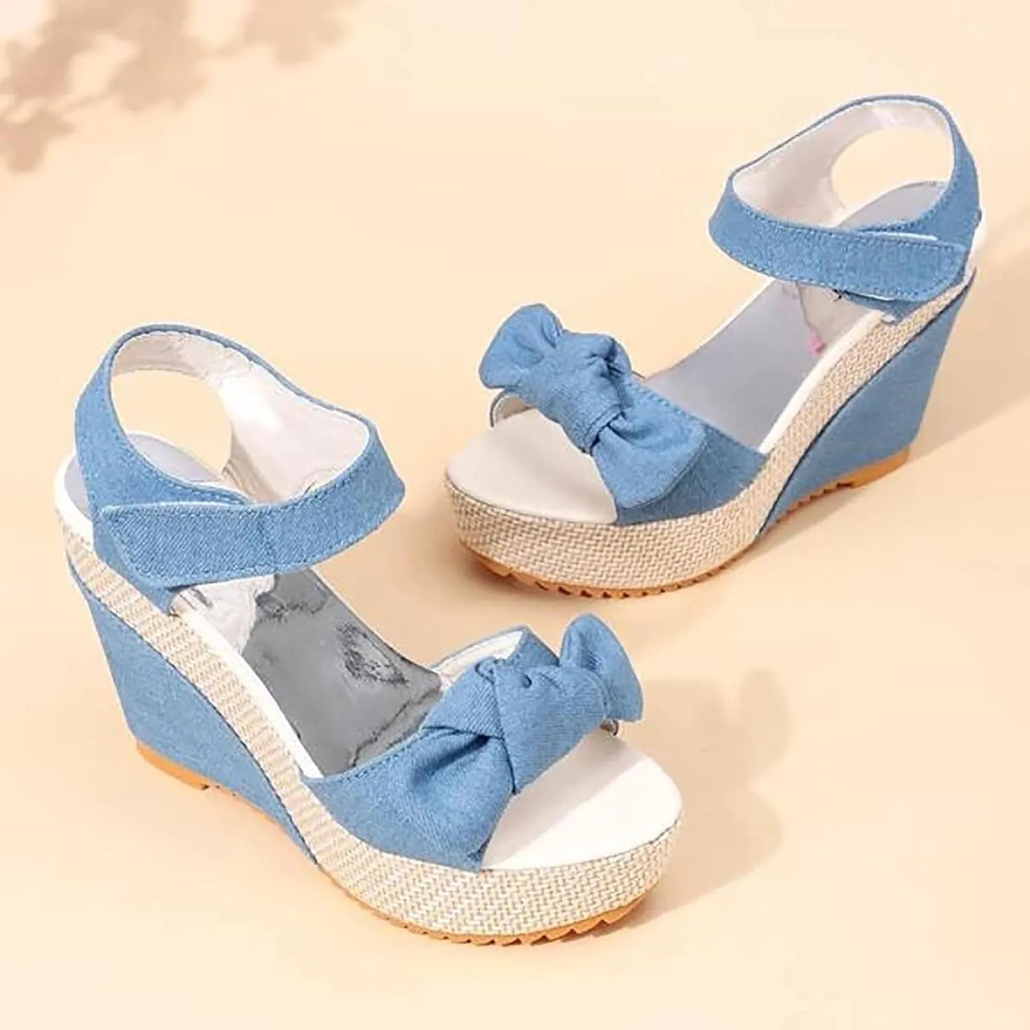 Women's Platform Sandals Wedge Open Toe Ankle Strap Lace Wedding Bridesmaid Shoes Low Heel Close Toe Rhinestone Dressy Casual