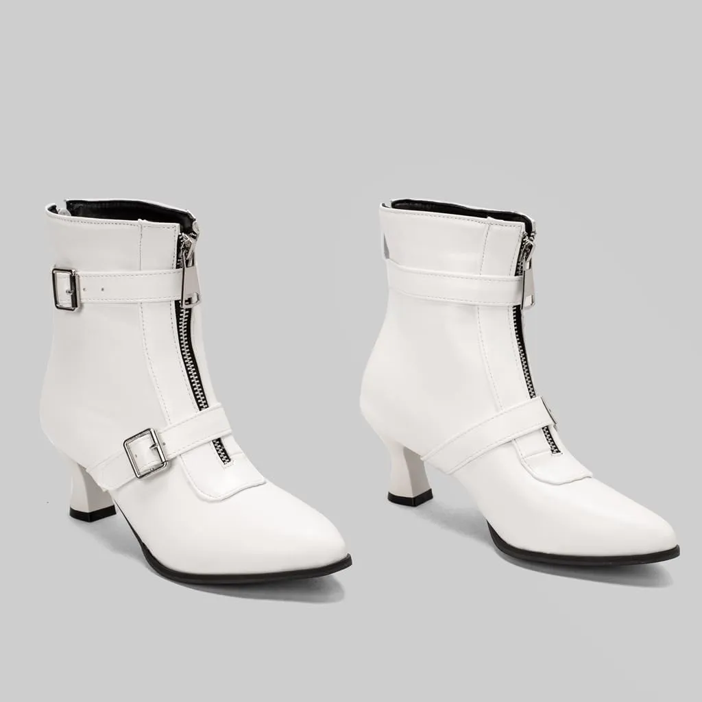 Women's Pointed Toe Kitten Low Heels Ankle Booties Buckle Zipper Winter Elegant Dressy Short Boots