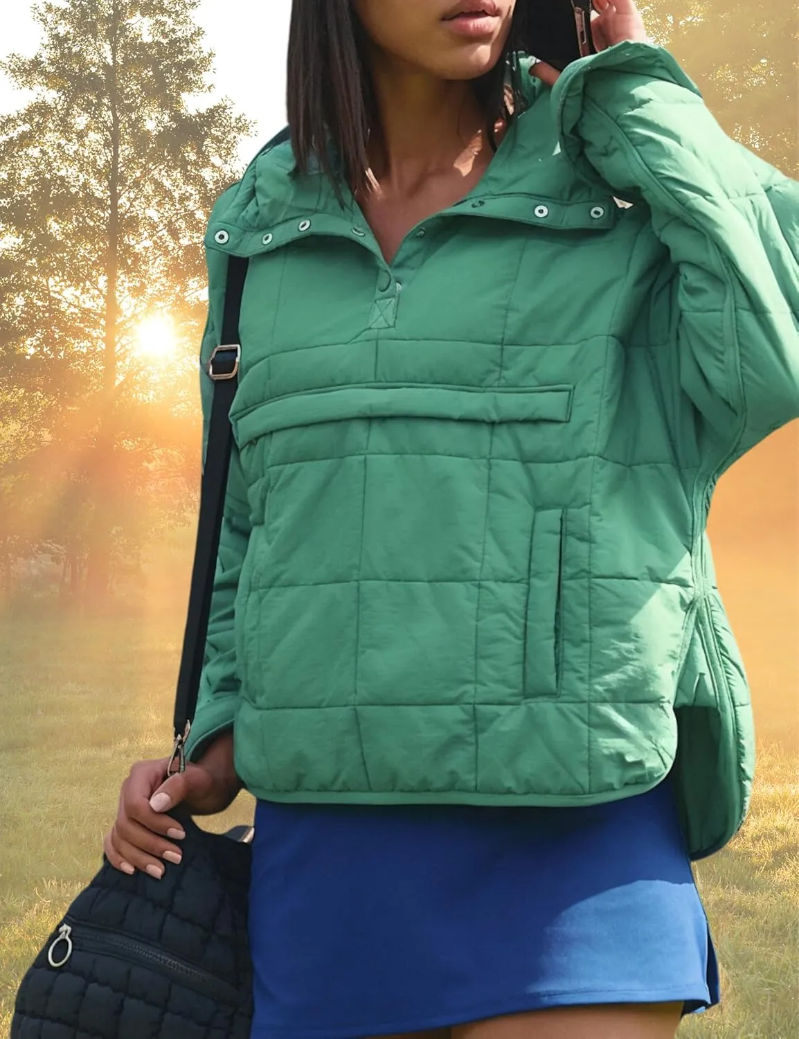Women's Pullover Puffer Jacket Hooded Oversized Lightweight Quilted Jacket Winter Warm Padded Coat