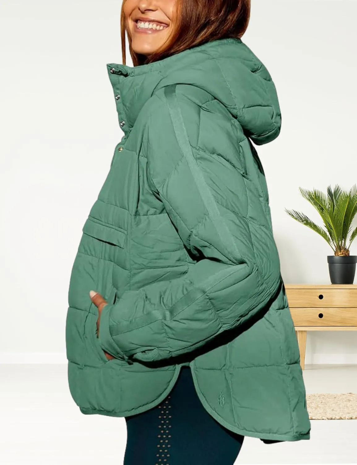 Women's Pullover Puffer Jacket Hooded Oversized Lightweight Quilted Jacket Winter Warm Padded Coat