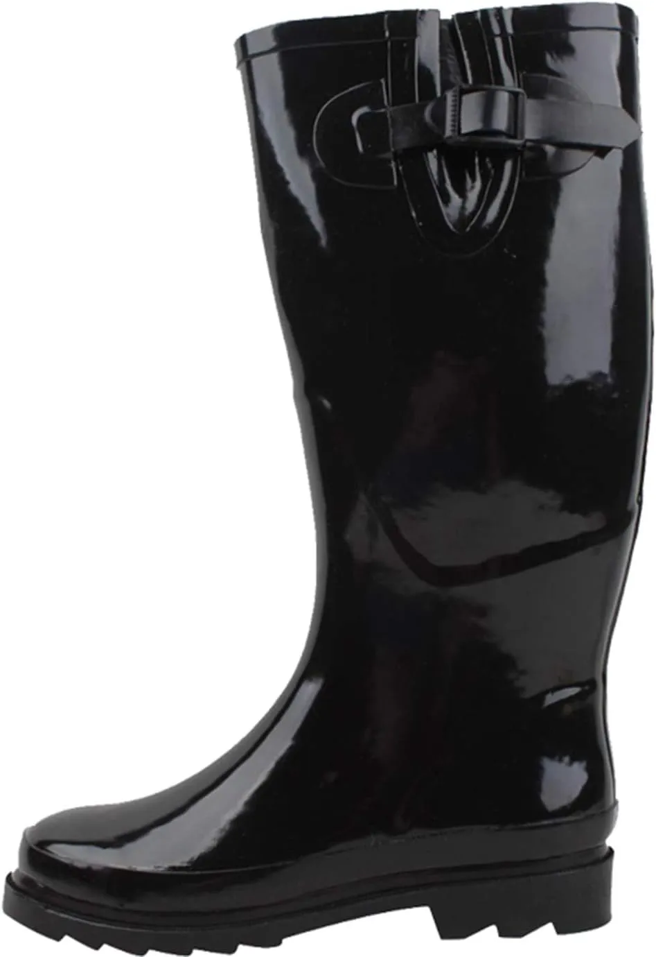 Women's Rain Boots Adjustable Buckle Fashion Mid Calf Wellies Rubber Knee High Snow Multiple Styles