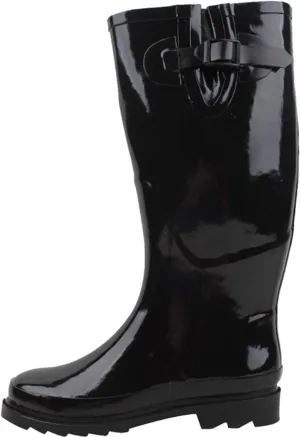 Women's Rain Boots Adjustable Buckle Fashion Mid Calf Wellies Rubber Knee High Snow Multiple Styles