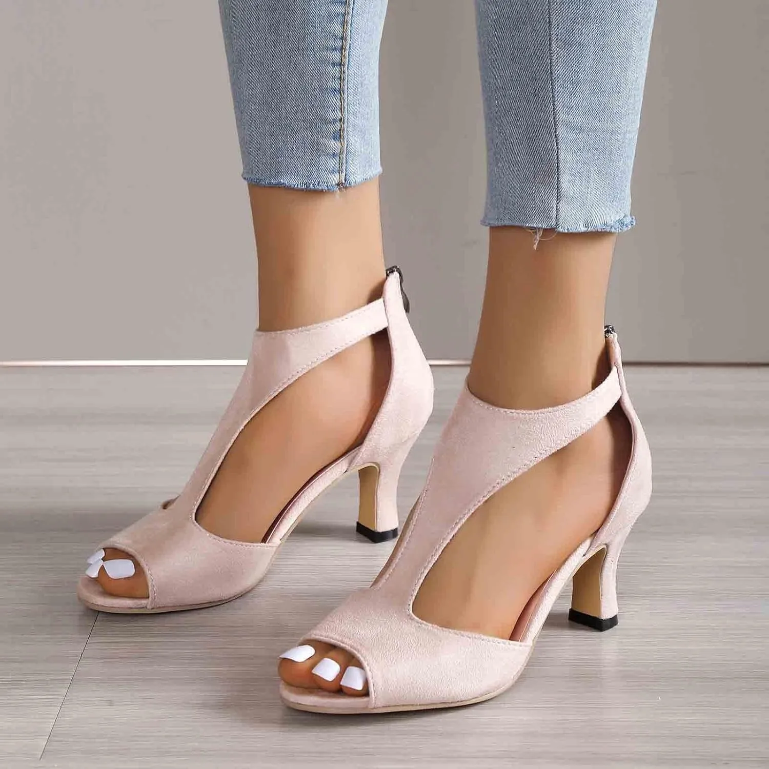 Womens Sandals Fashion Heels, Women'S Sexy High Heel Sandals Open Toe Pointed Party Sandals, Summer Dressy Low Heel Sandals Hollowed Out Comfortable