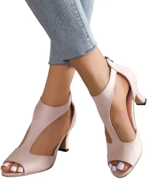 Womens Sandals Fashion Heels, Women'S Sexy High Heel Sandals Open Toe Pointed Party Sandals, Summer Dressy Low Heel Sandals Hollowed Out Comfortable