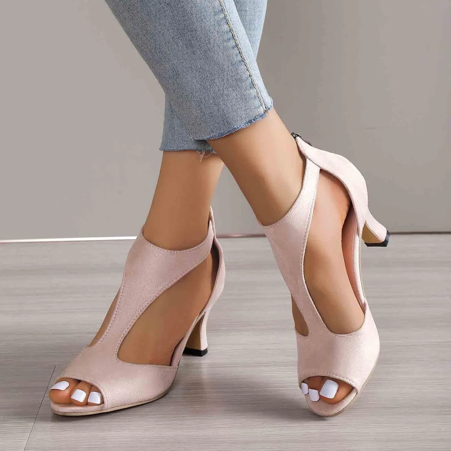 Womens Sandals Fashion Heels, Women'S Sexy High Heel Sandals Open Toe Pointed Party Sandals, Summer Dressy Low Heel Sandals Hollowed Out Comfortable
