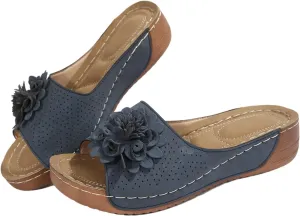 Women's Sandals Flower Hollow out Wedge Sandals Casual Summer Slip on Slippers Open Toe Platform Sandals2