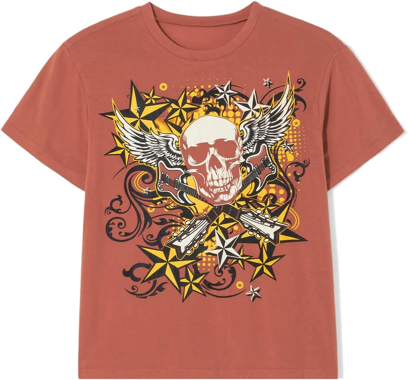 Women's Short Sleeve Crop Tops Crew Neck Skull Star Print Gothic T Shirts Aesthetic Grunge Going Out Y2k Blouses Top