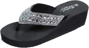Womens Slip On Flip Flops Bow Beach Summer Gladiator Flat Cute Dressy Summer Sandals