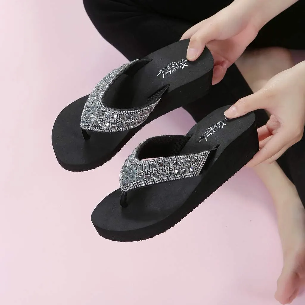 Womens Slip On Flip Flops Bow Beach Summer Gladiator Flat Cute Dressy Summer Sandals