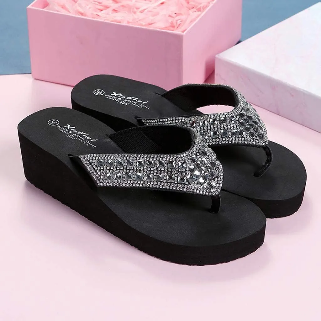 Womens Slip On Flip Flops Bow Beach Summer Gladiator Flat Cute Dressy Summer Sandals