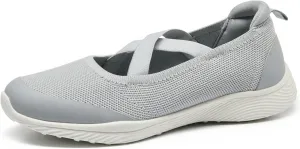 Women's Slip On Walking Shoes Knit Cross Belt Low-Wedge Dressy Ballet Flats Comfortable Sneakers