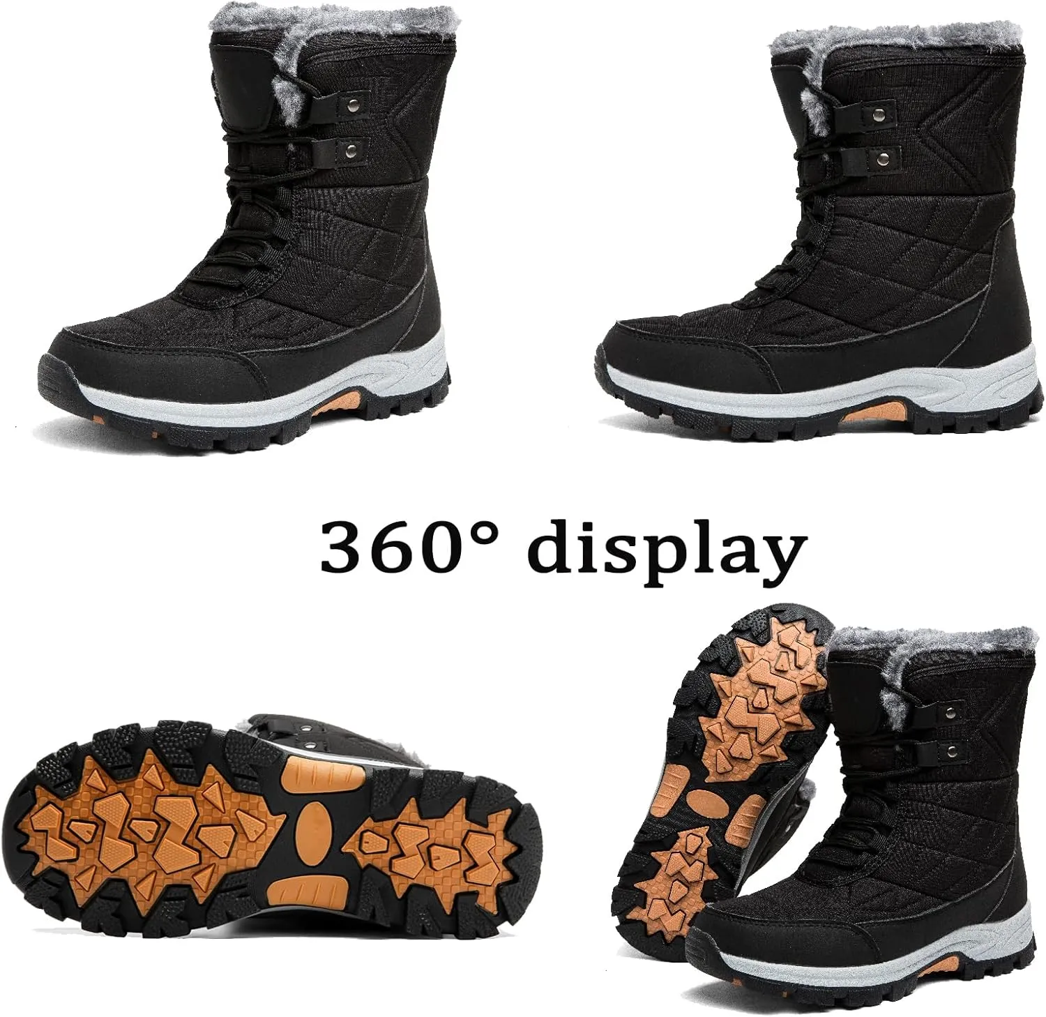 Womens Snow Boots Winter Boots for Women Fur Lined Waterproof Anti-Slip Backpacking Outdoor Ladies Walking Shoes