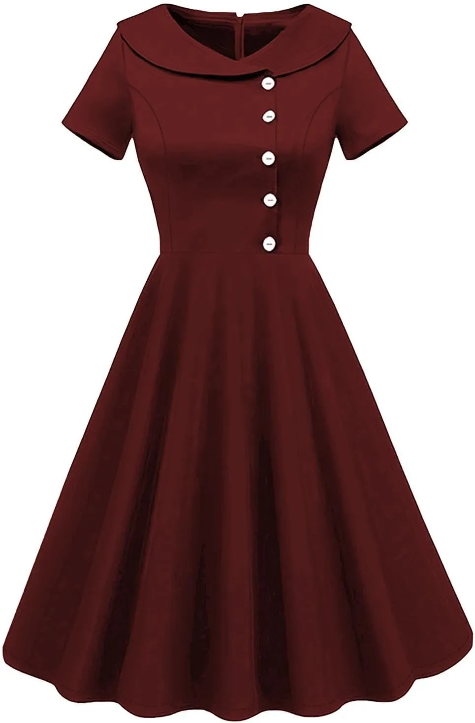 Women's Vintage 1950s Lapel Neck Short Sleeve Single Breasted Button Dress Elegant Going Out Party Midi Dresses